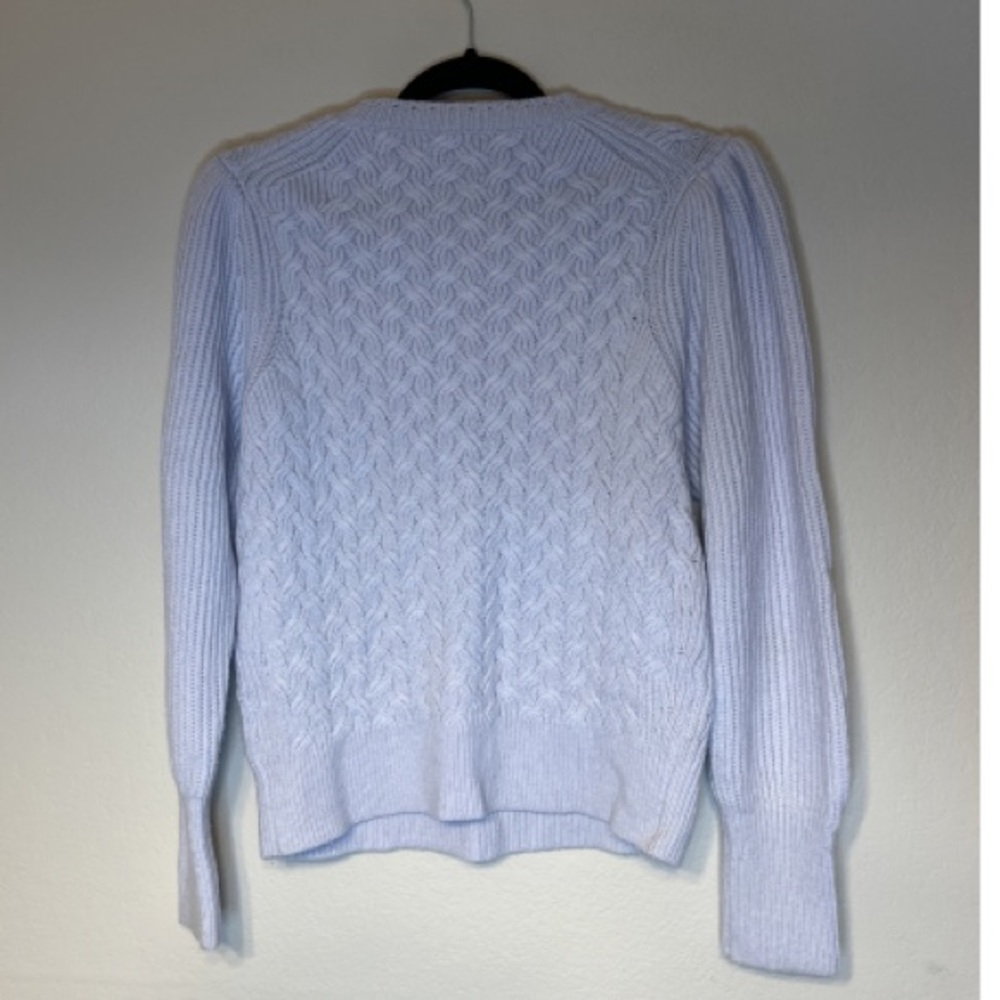REBECCA TAYLOR La Vie lilac purple cable knit wool crewneck sweater L - Picture 7 of 11